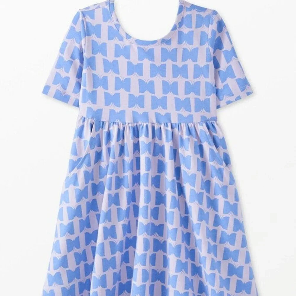 NWT Hanna Andersson Skater Dress with Pockets, Blue Butterflies Size 120 (6-7) - Picture 2 of 8